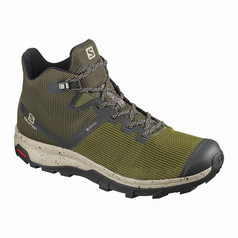 Chaussures De Randonnée Salomon Homme Vert Olive / Noir - Salomon OUTLINE PRISM MID GORE-TEX - Franc